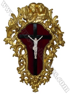 Cadre Christ 18ème, bois sculpté