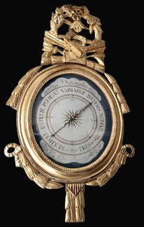 Baromètre d'époque Louis XVI en bois sculpté doré