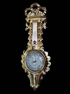 Baromètre Louis XVI ruban en bois sculpté doré à l'or fin